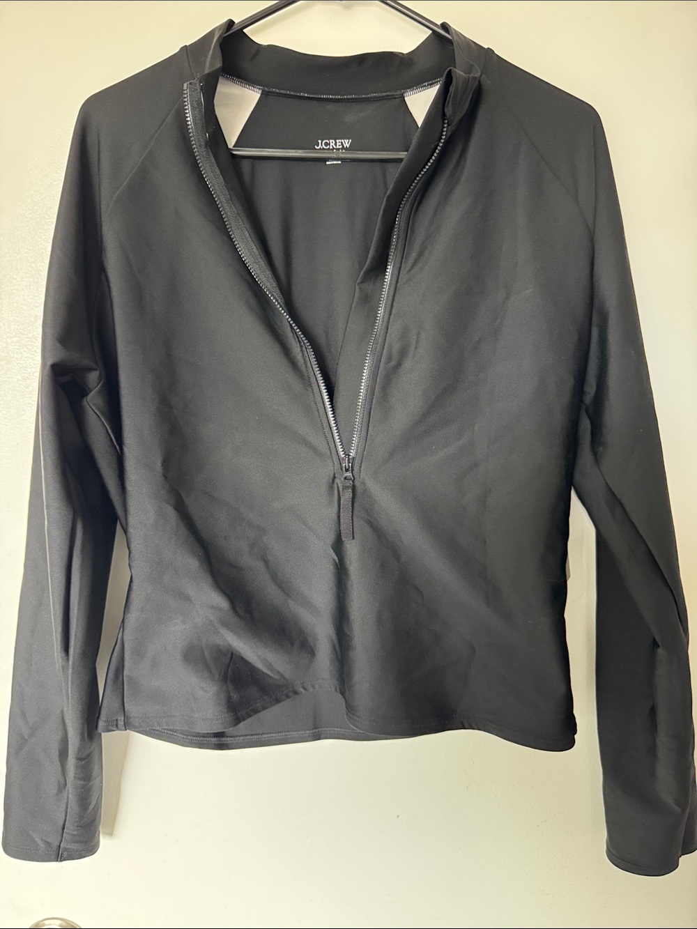J. Crew Black XXL Swim Classic Sculpt Rash Guard with 3/4 Zip